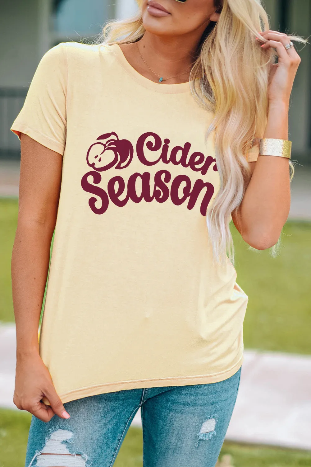 Apricot Cider Season Graphic Cassual Short Sleeve Tee