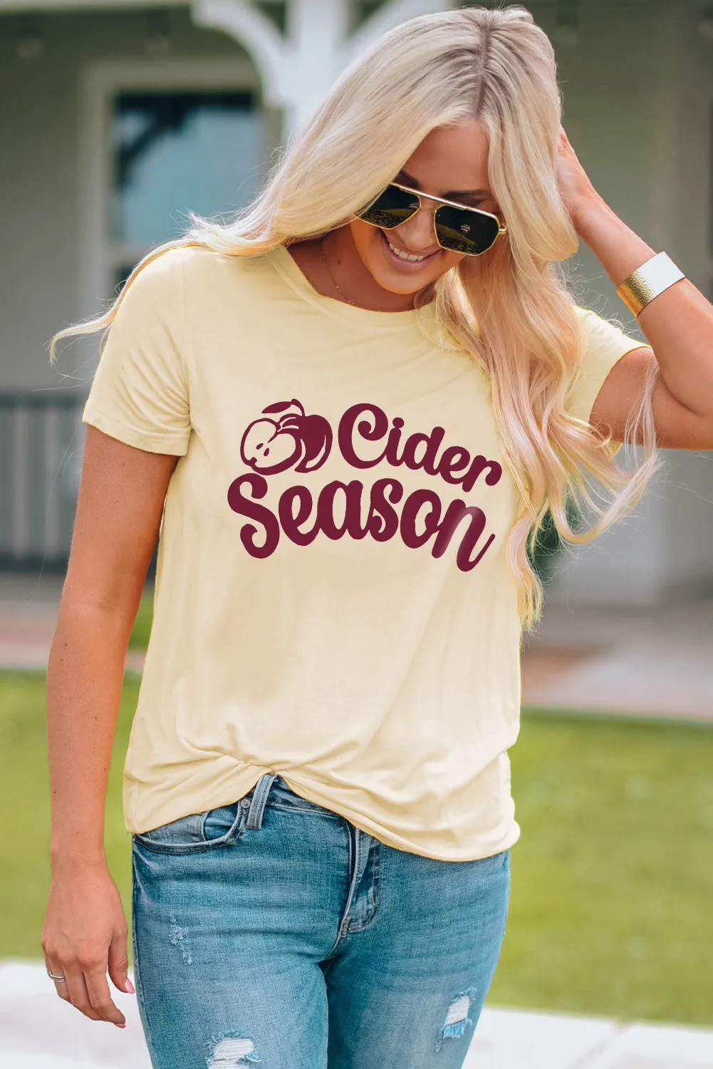 Apricot Cider Season Graphic Cassual Short Sleeve Tee