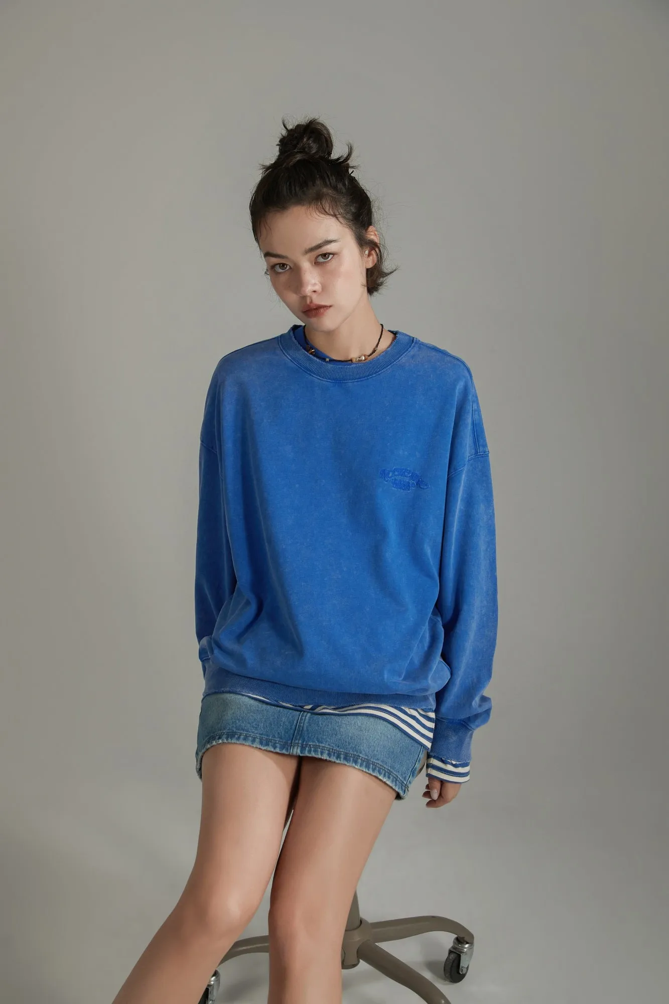 Basic Embroidery Overfit Sweatshirt