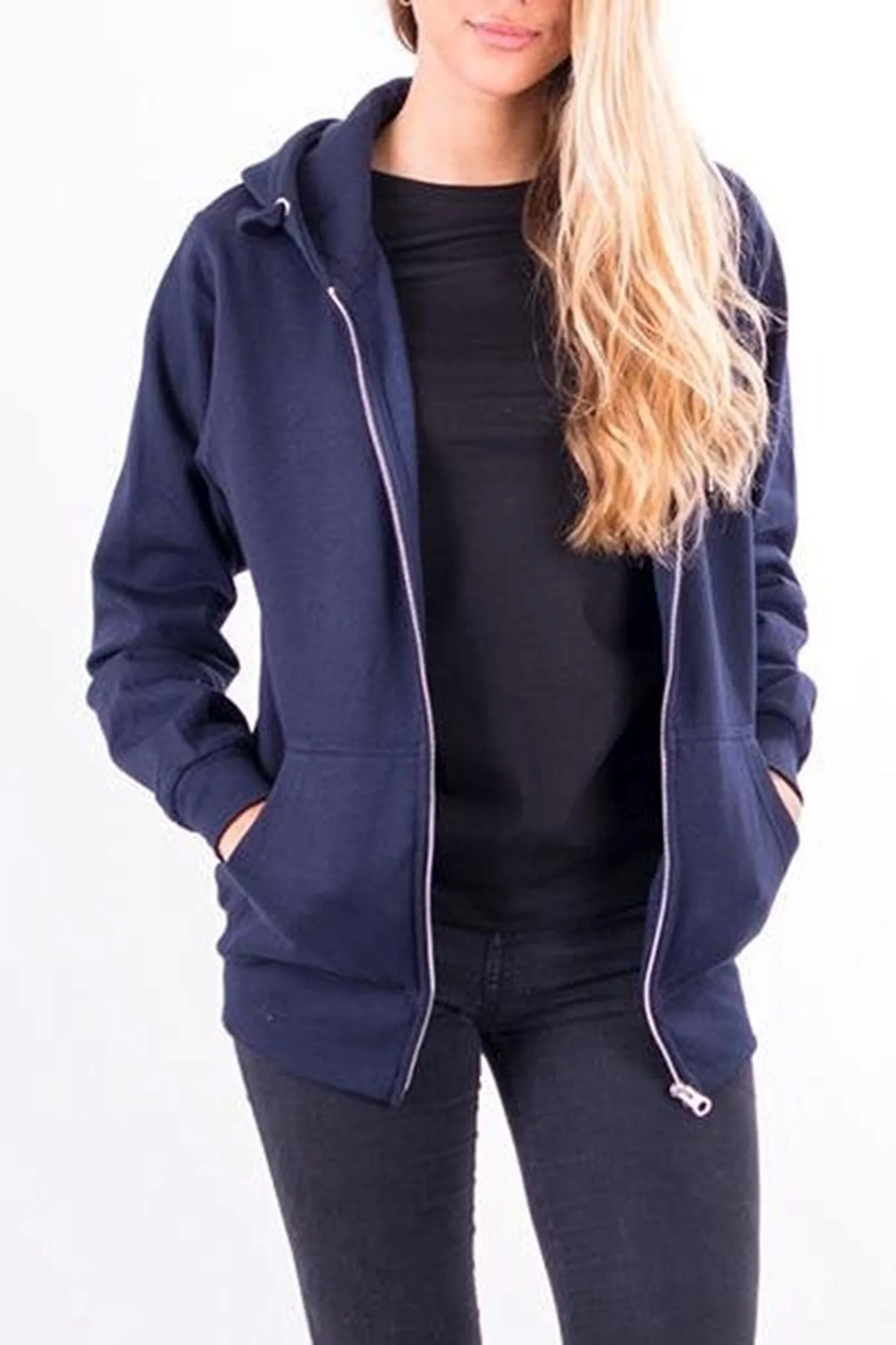 Basic zip hoodie - Navy