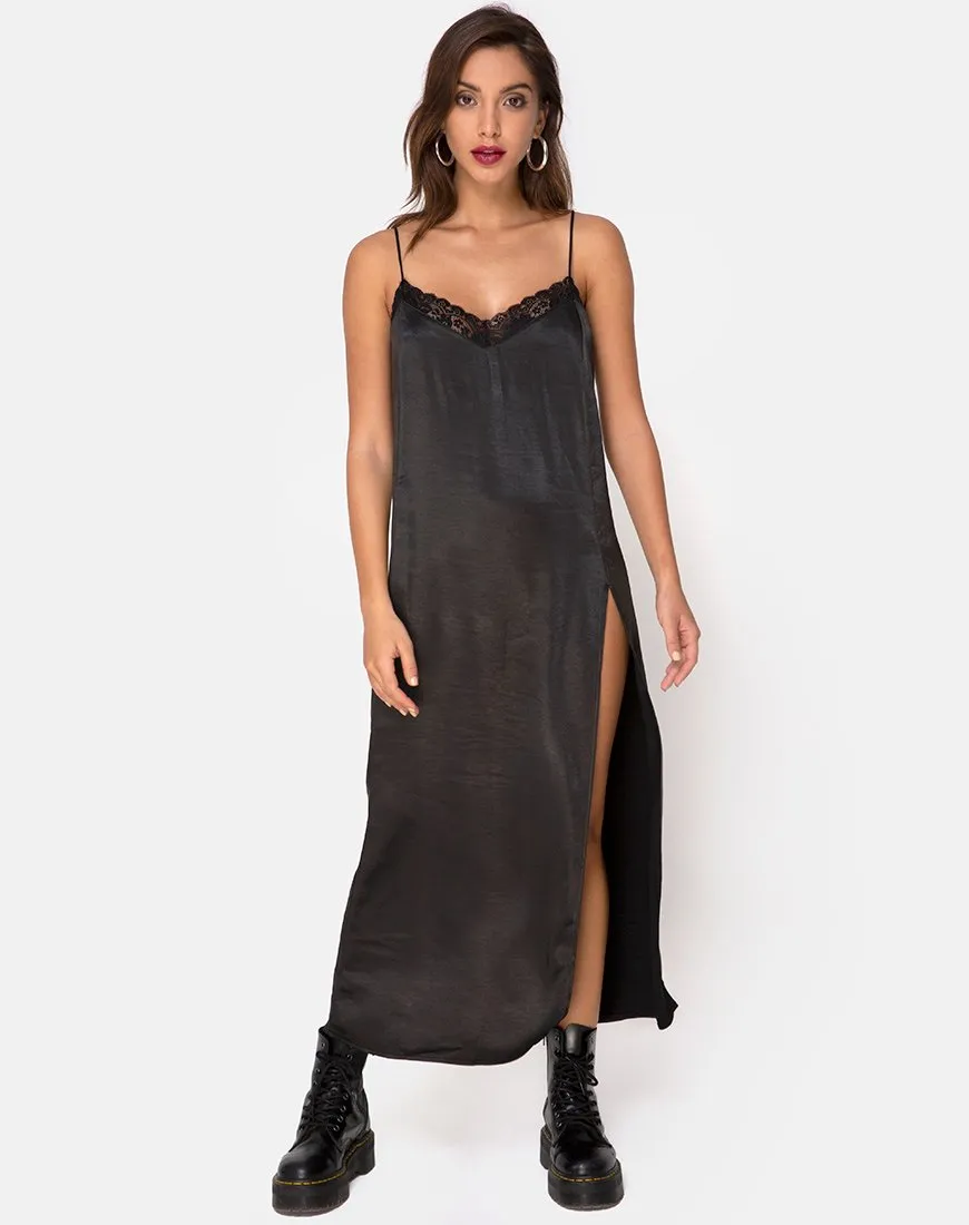 Batilia Maxi Dress in Satin Black