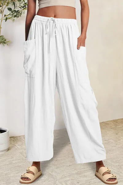 Beachy Pocketed Drawstring Wide Leg Pants