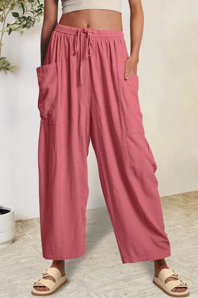 Beachy Pocketed Drawstring Wide Leg Pants