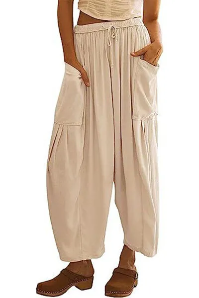 Beachy Pocketed Drawstring Wide Leg Pants