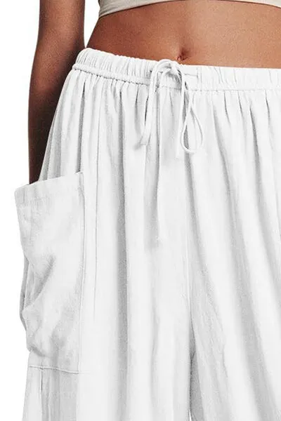 Beachy Pocketed Drawstring Wide Leg Pants