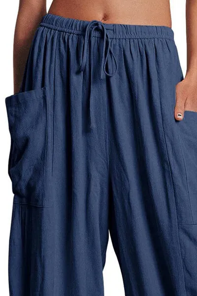 Beachy Pocketed Drawstring Wide Leg Pants