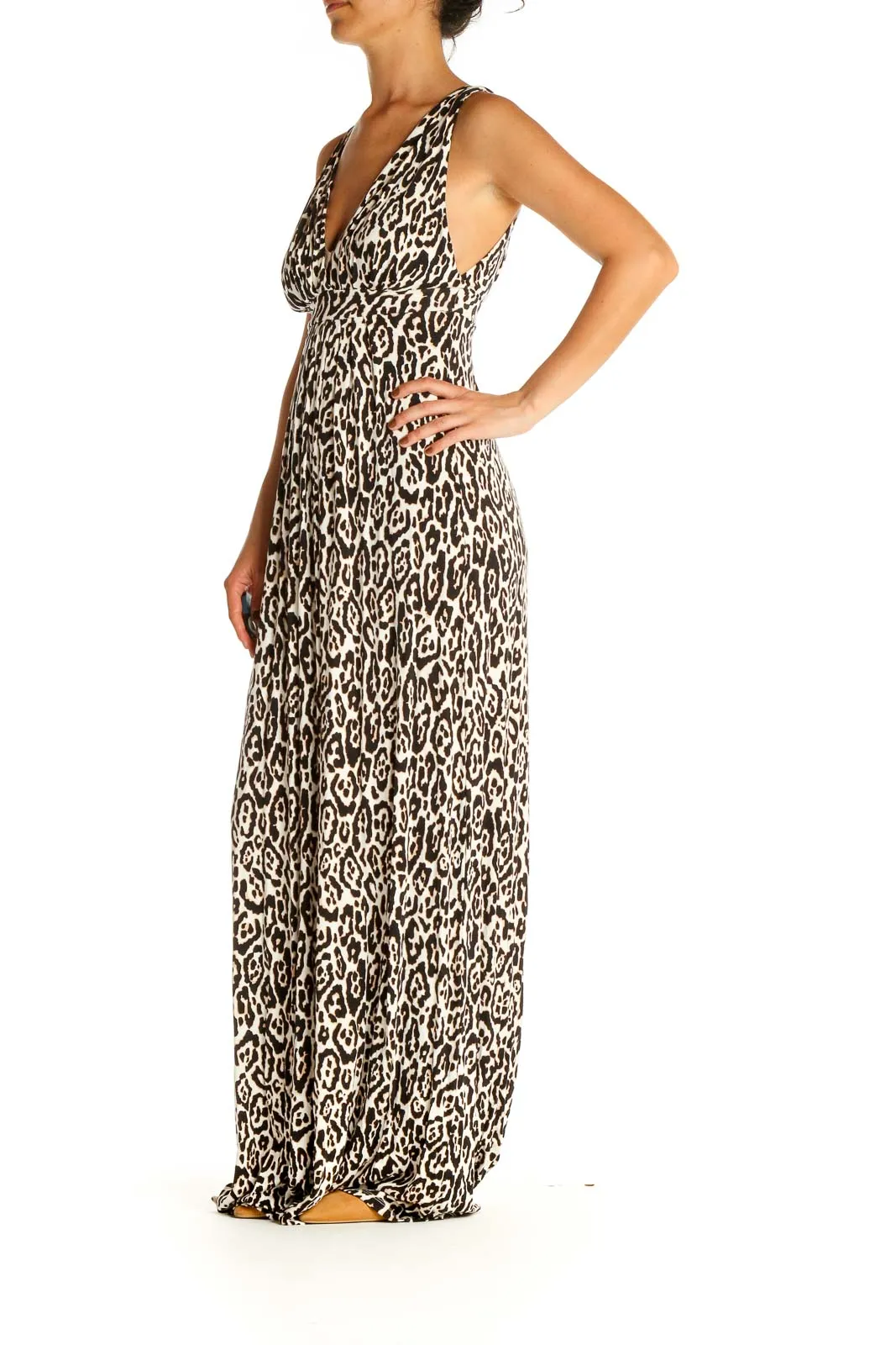 Beige Animal Print Column Dress