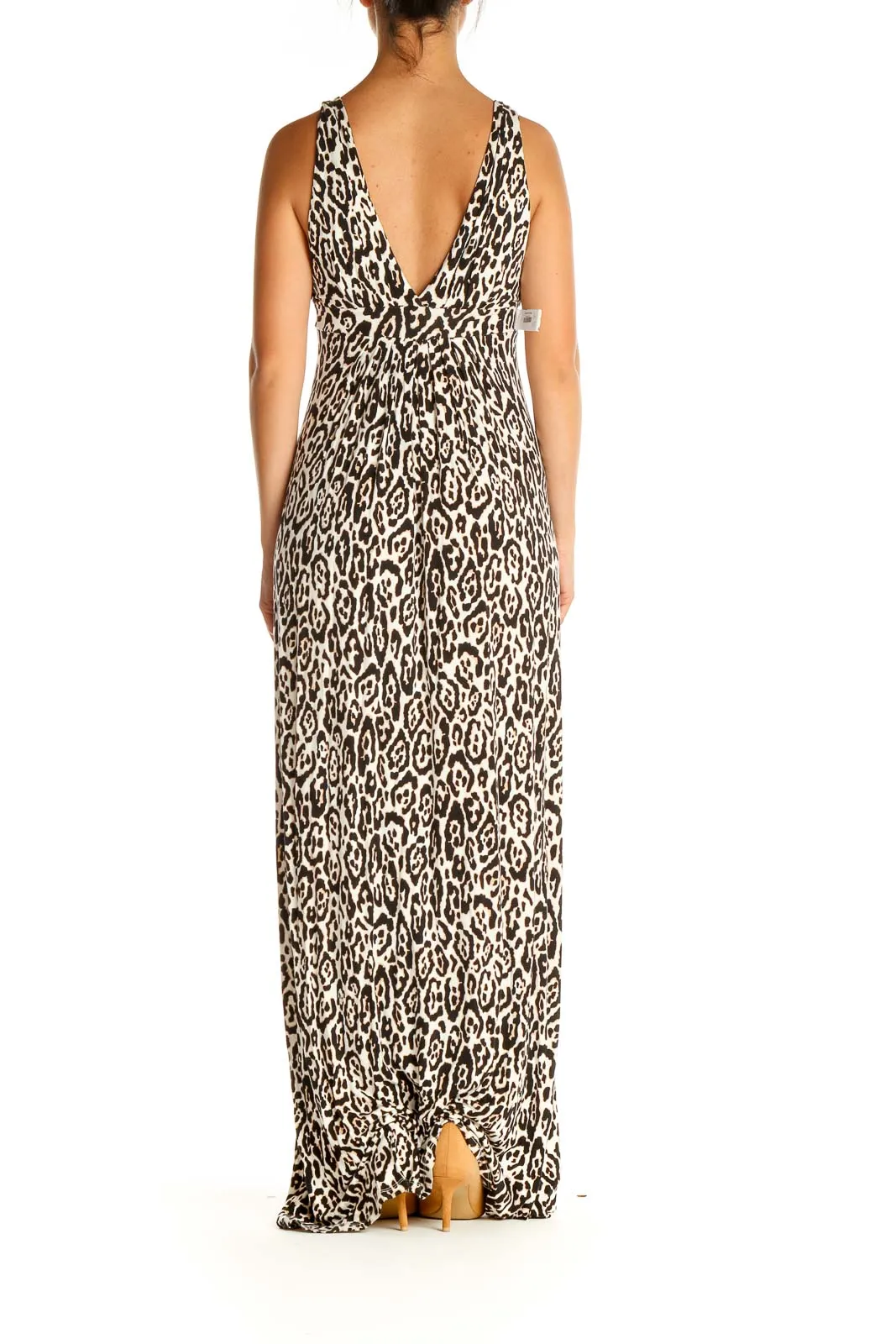 Beige Animal Print Column Dress