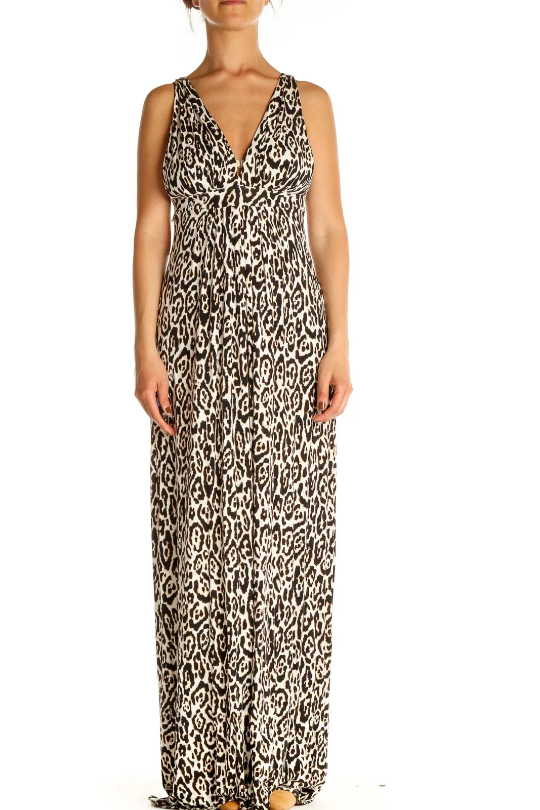 Beige Animal Print Column Dress