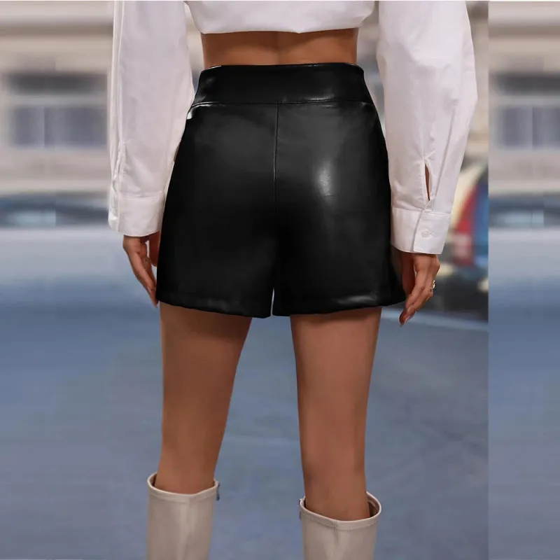 Black Pleather Shorts