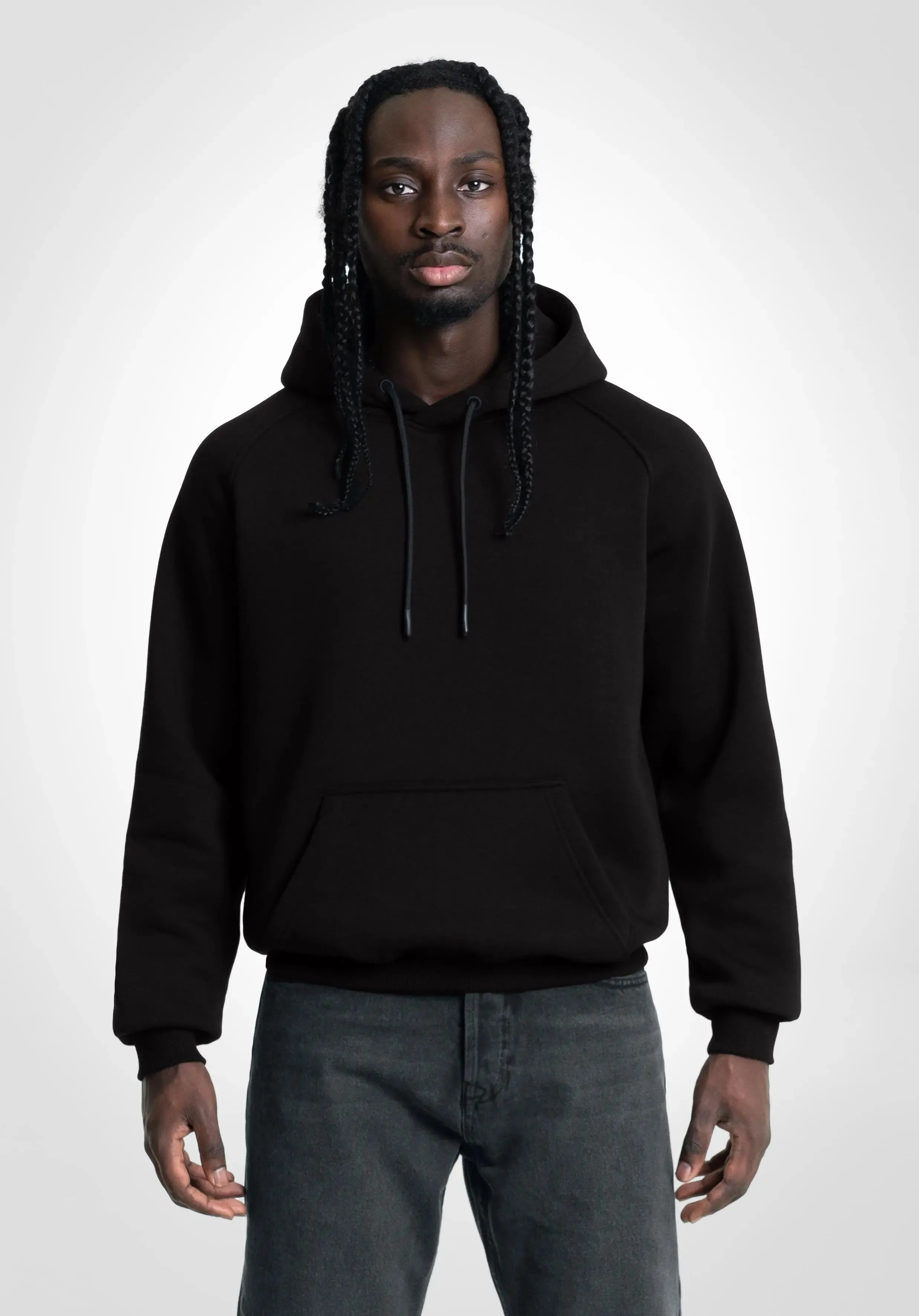 Boxy Raglan Hoodie - Black