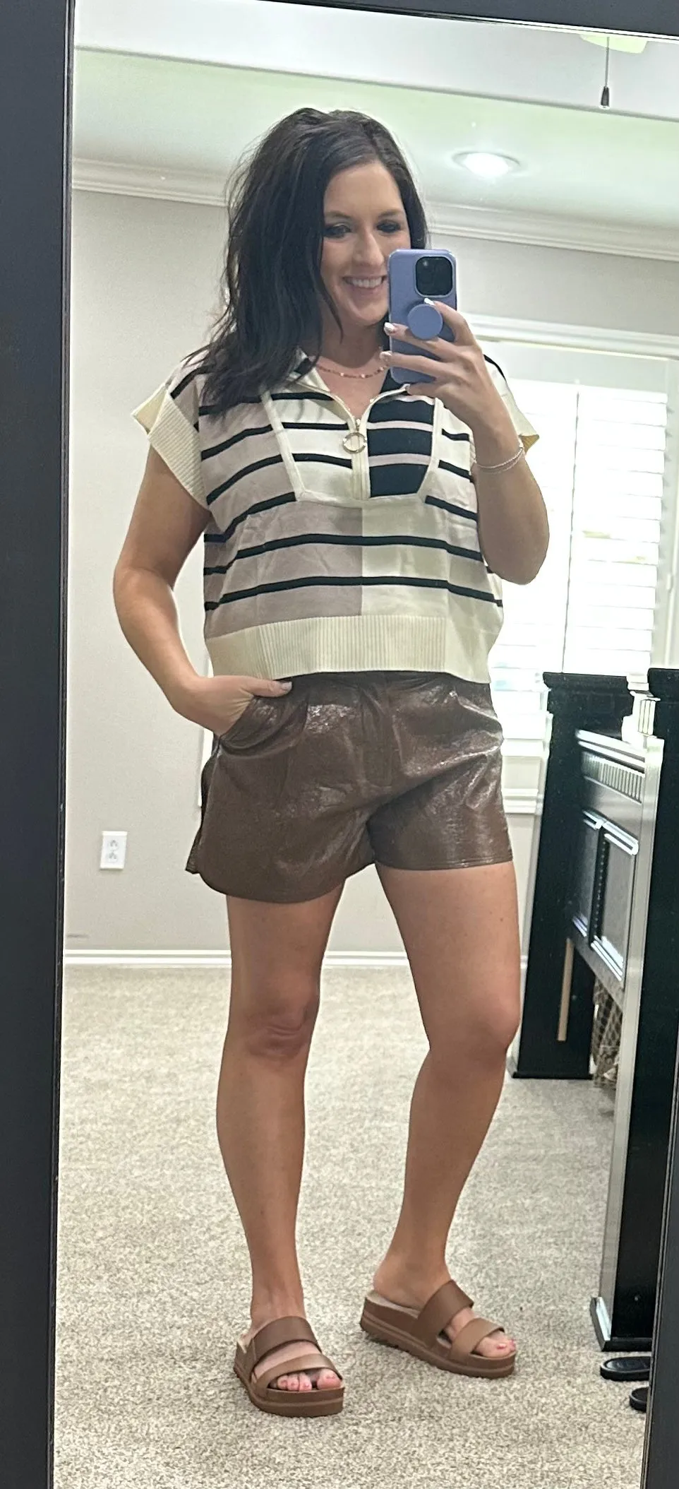 Brown Faux Leather Shorts