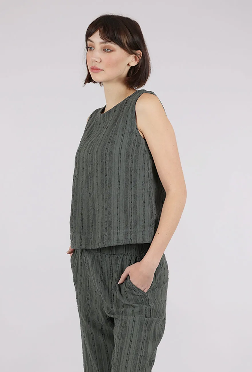 Bumpy Stripe Linen Shell, Clay