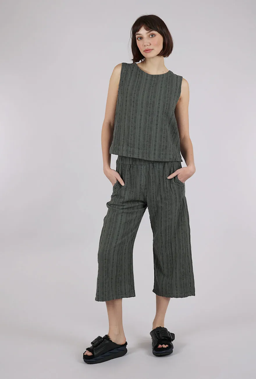 Bumpy Stripe Linen Shell, Clay