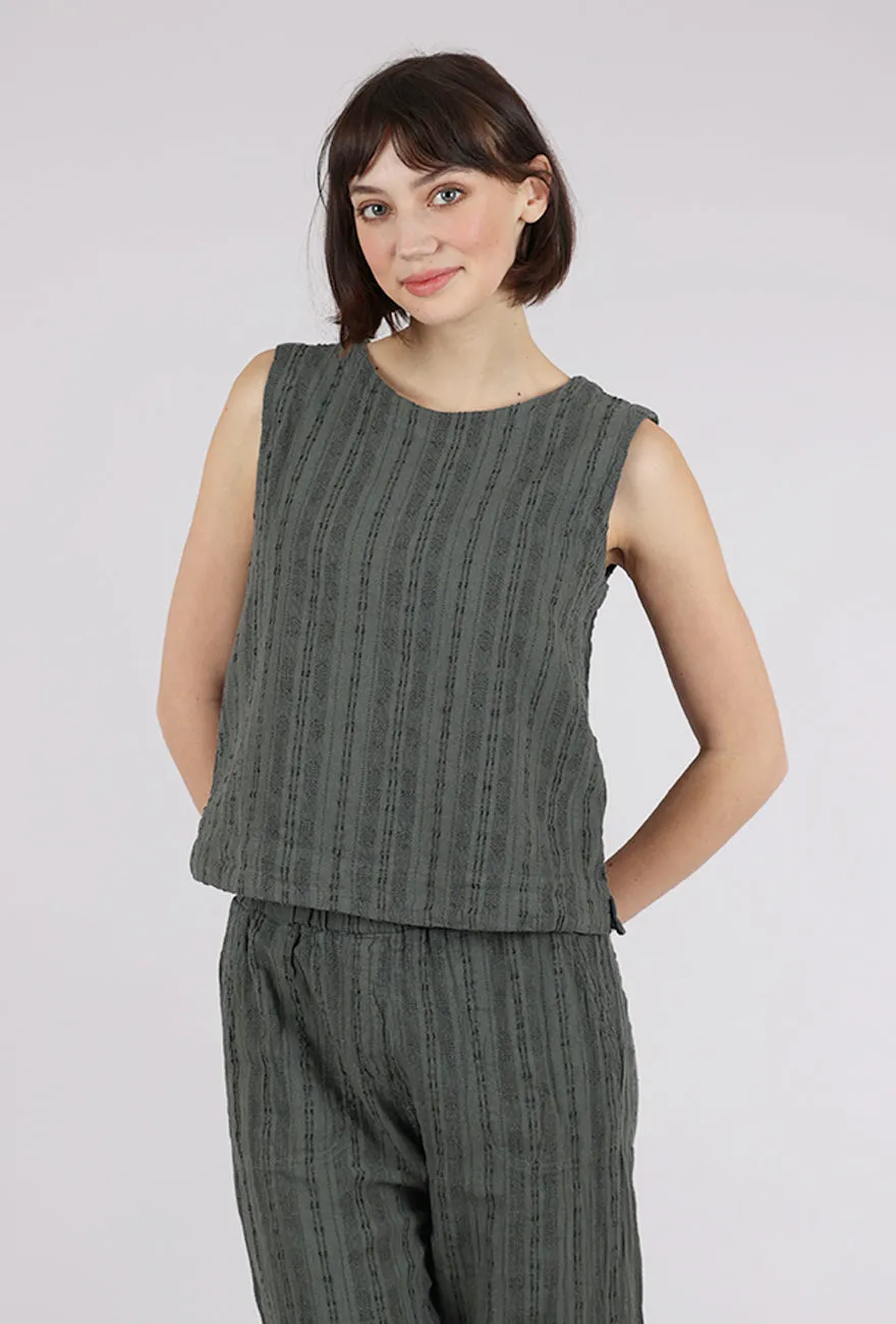 Bumpy Stripe Linen Shell, Clay