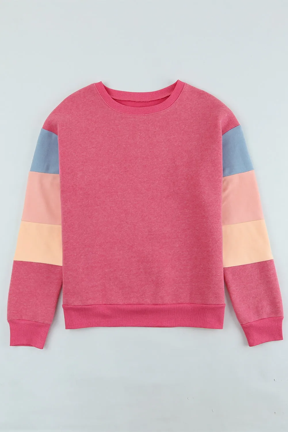 Color Block Round Neck Long Sleeve Sweatshirt