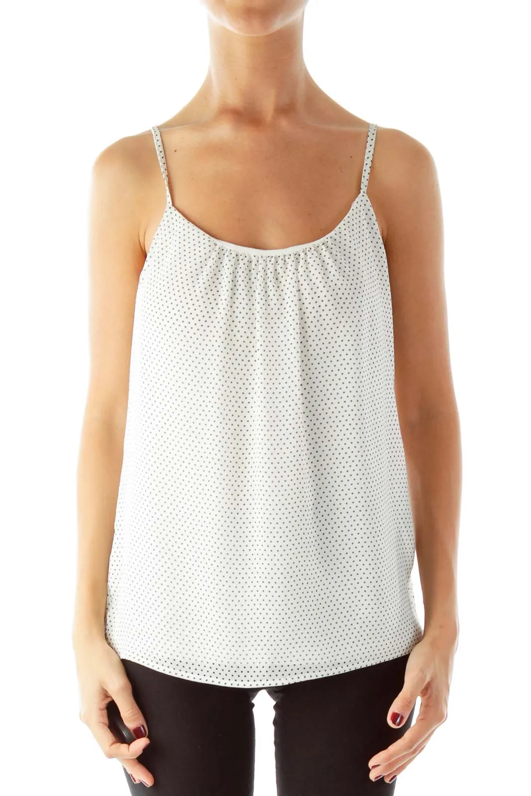 Cream Black Polka-Dot Tank Top