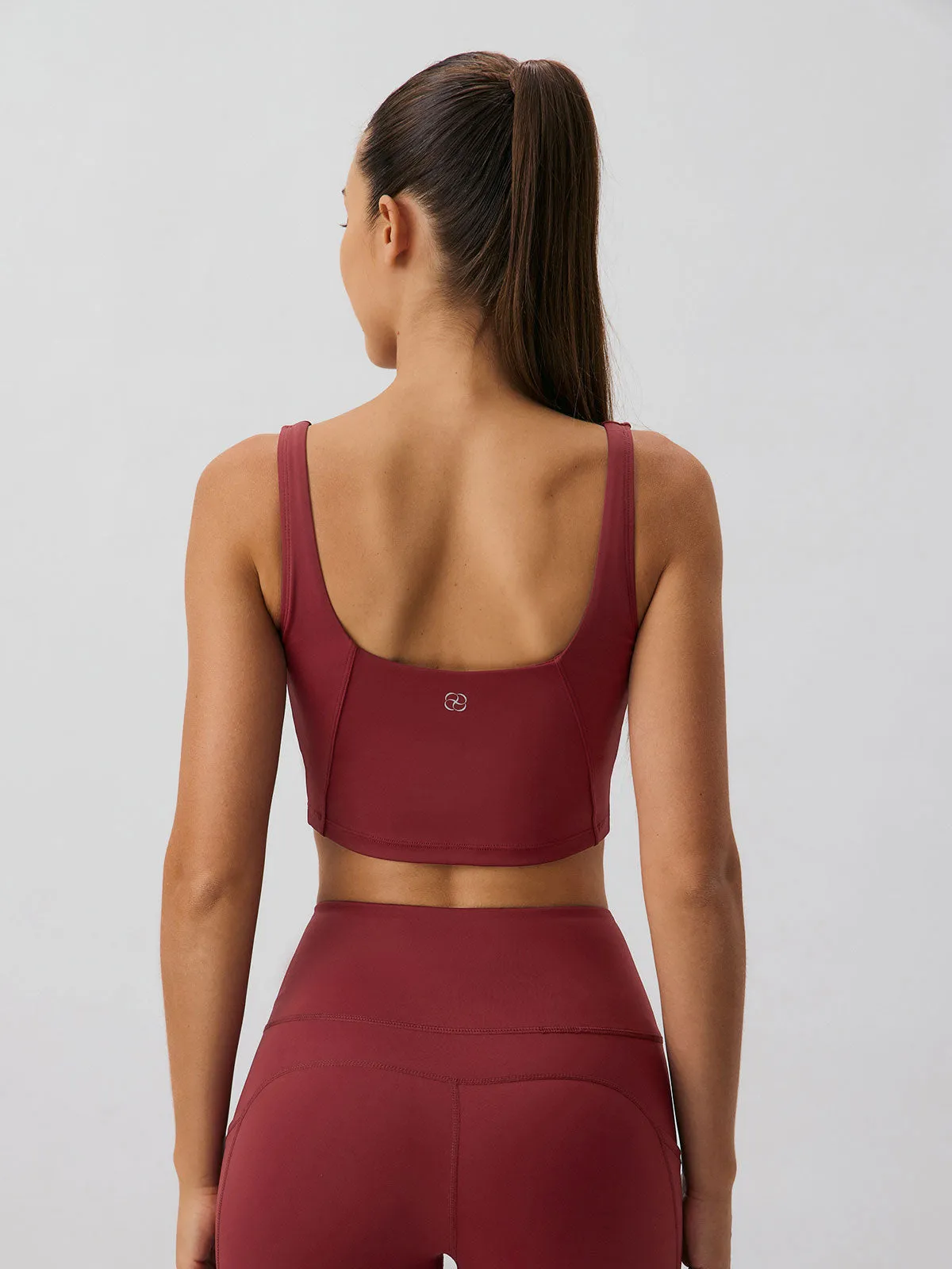 Dark Red V Neck Tank Top - High Support