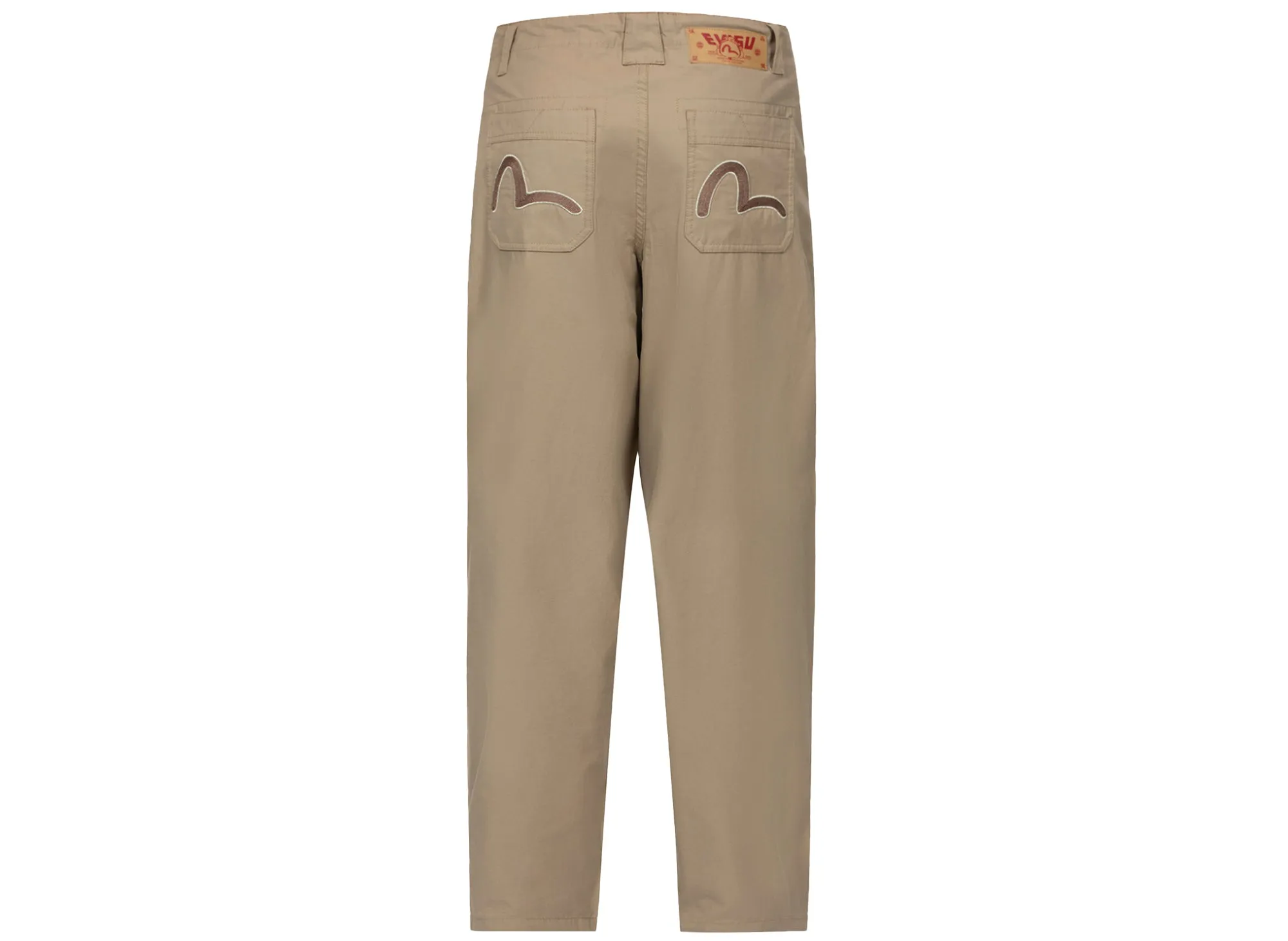 Evisu Seagull Embroidered Baggy Pants in Beige