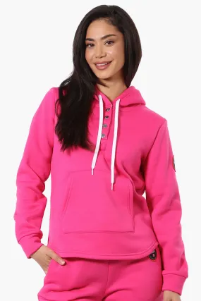 Fahrenheit Basic Henley Hoodie - Pink