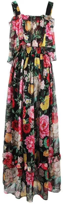 Floral-Print Silk Chiffon Maxi Dress