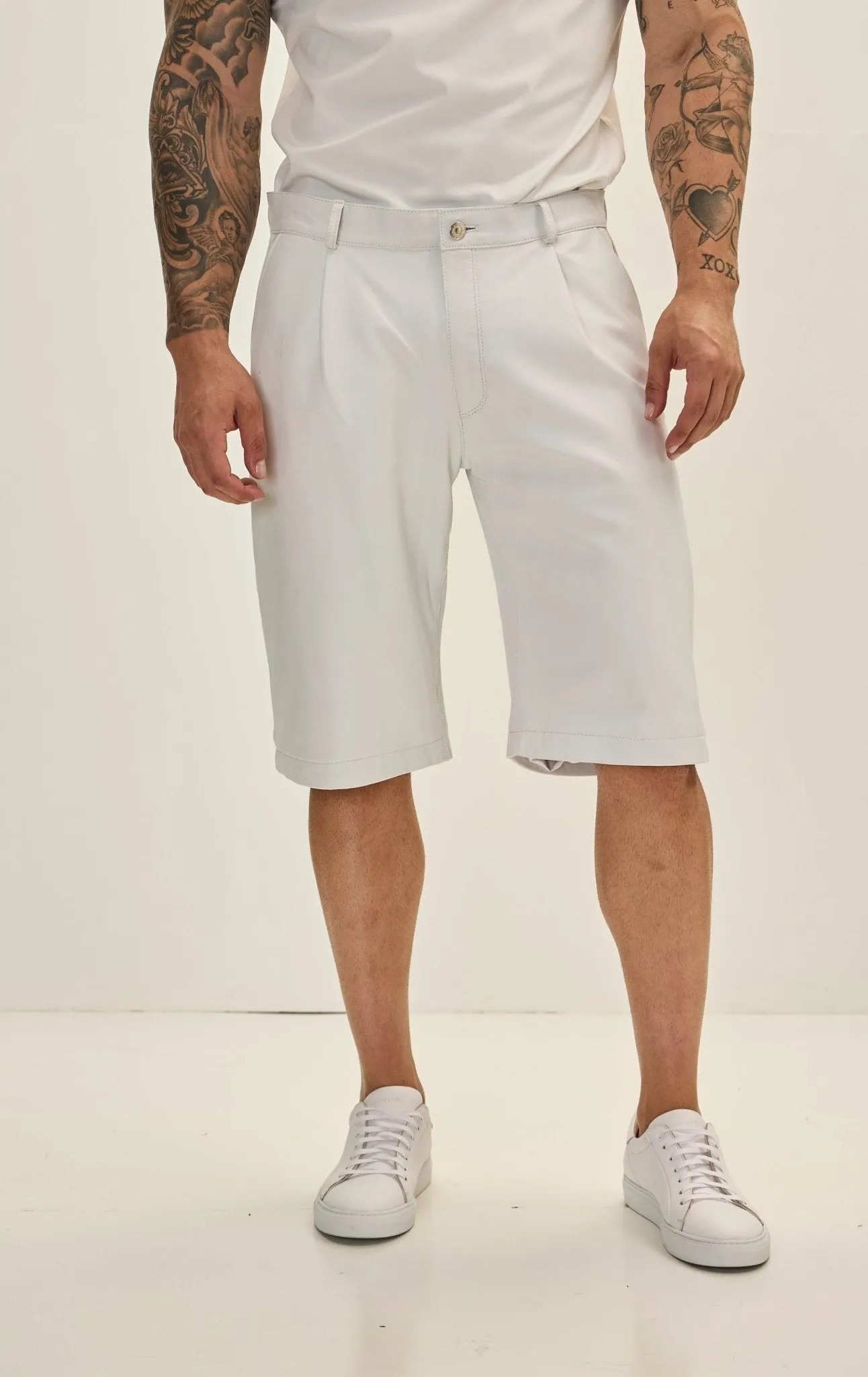 Genuine Lambskin Leather Shorts - White