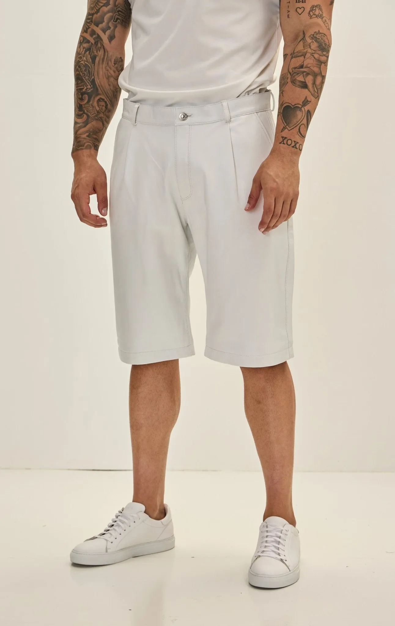 Genuine Lambskin Leather Shorts - White