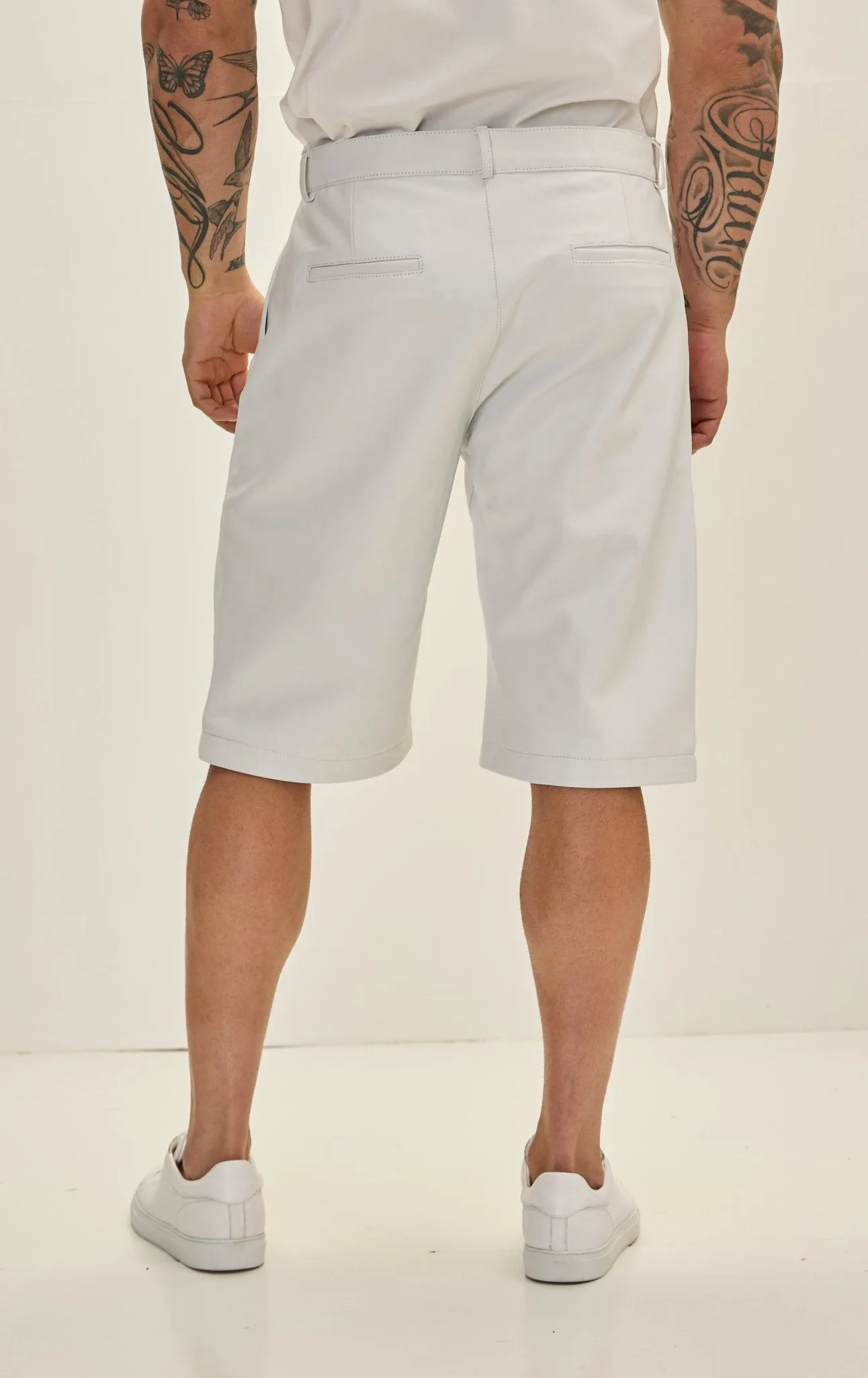 Genuine Lambskin Leather Shorts - White