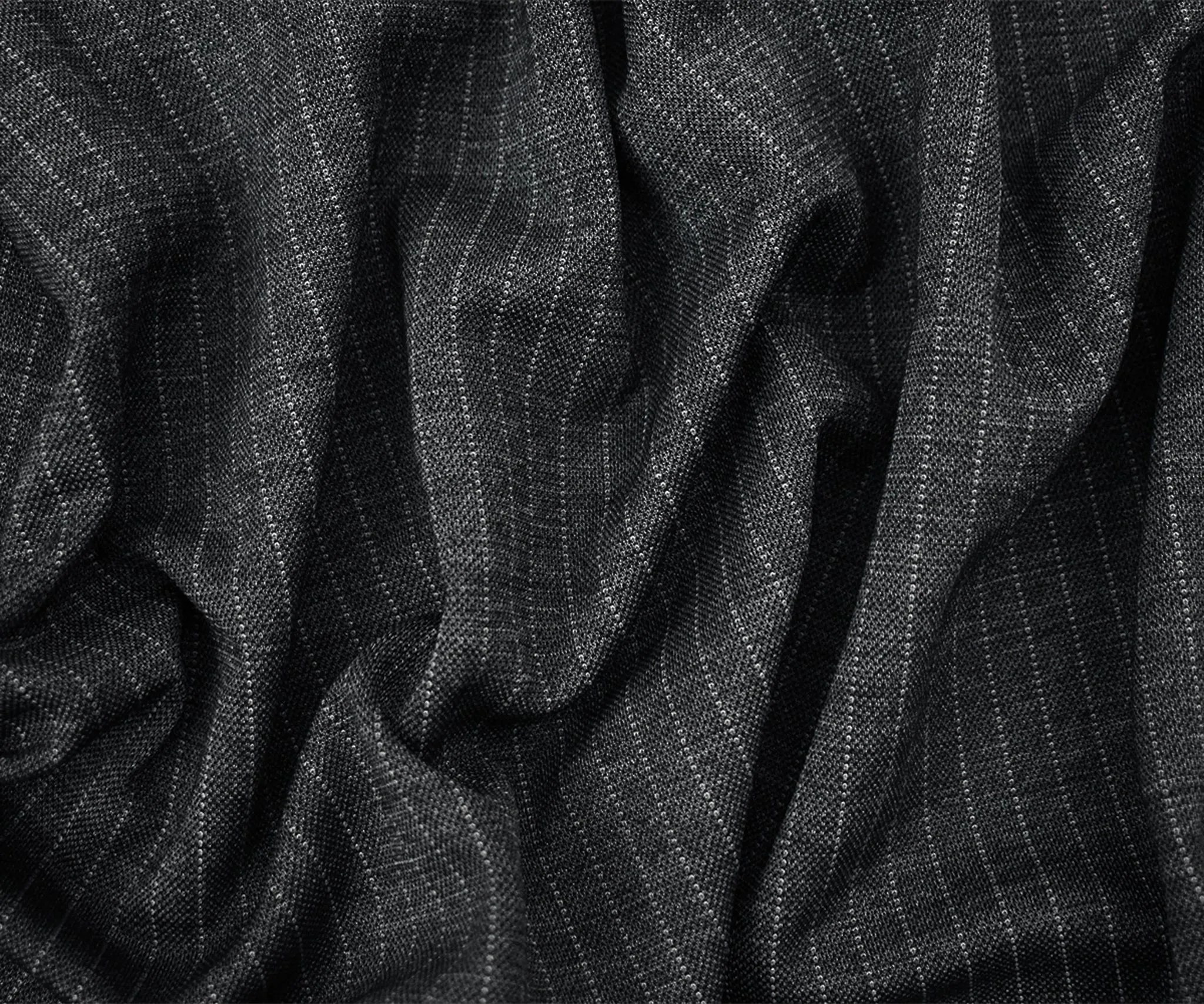 Gray-Black Poly-Wool Stripe Texture Stretch Knit Jacketing Fabric