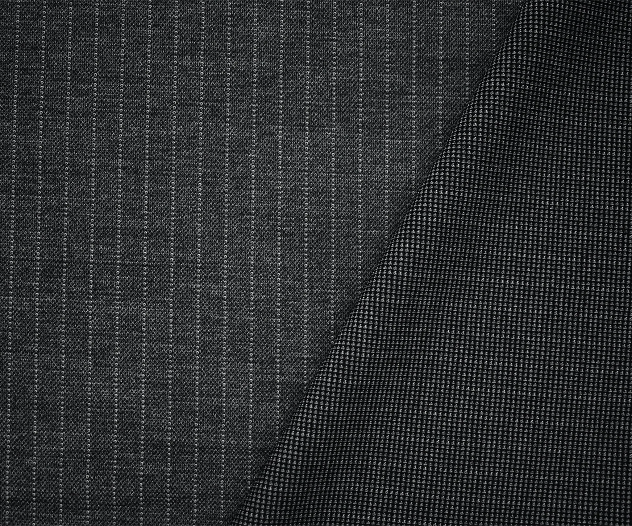 Gray-Black Poly-Wool Stripe Texture Stretch Knit Jacketing Fabric