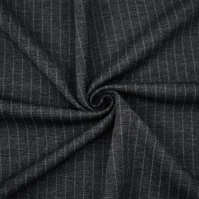 Gray-Black Poly-Wool Stripe Texture Stretch Knit Jacketing Fabric