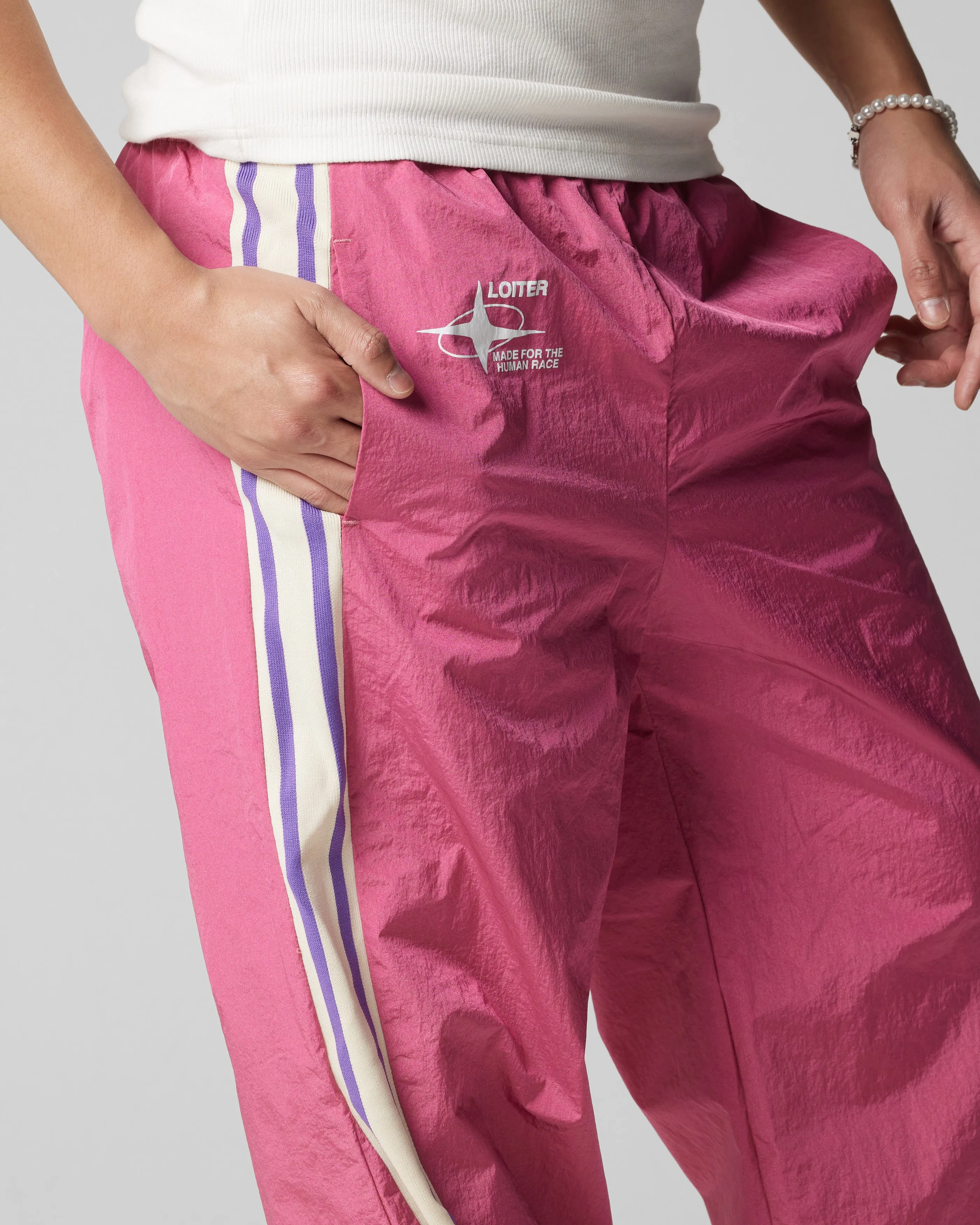 Loiter Wave Break Track Pants Pink