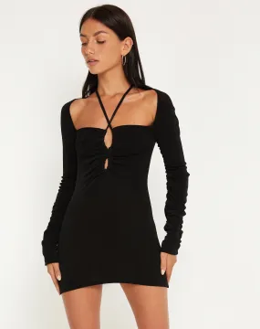 Lovato Long Sleeve Mini dress in Black