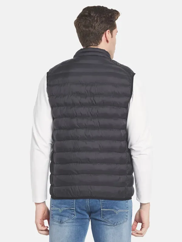 Men Black Solid Puffer Jacket