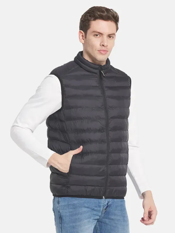 Men Black Solid Puffer Jacket