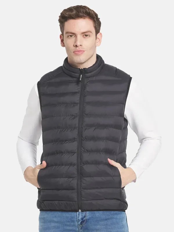 Men Black Solid Puffer Jacket