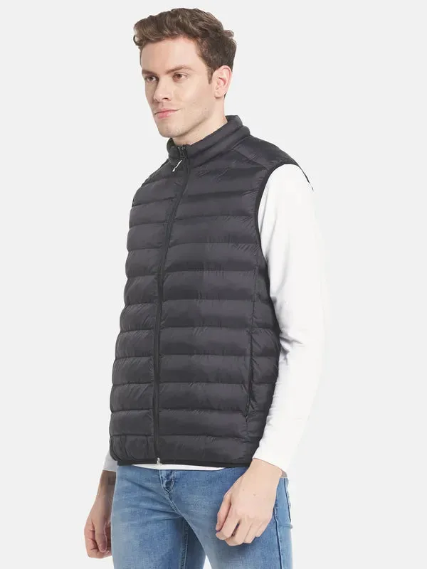 Men Black Solid Puffer Jacket