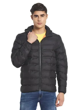 Mettle Men Black Solid Puffer Jacket