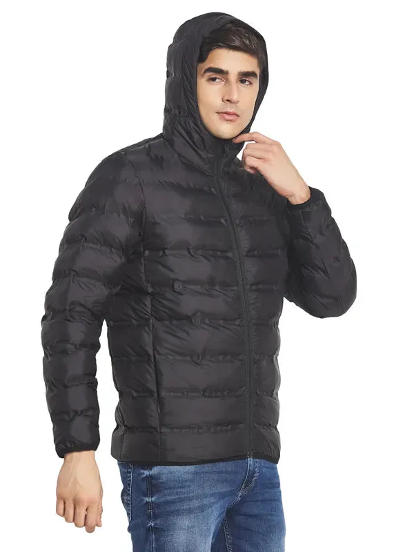 Mettle Men Black Solid Puffer Jacket