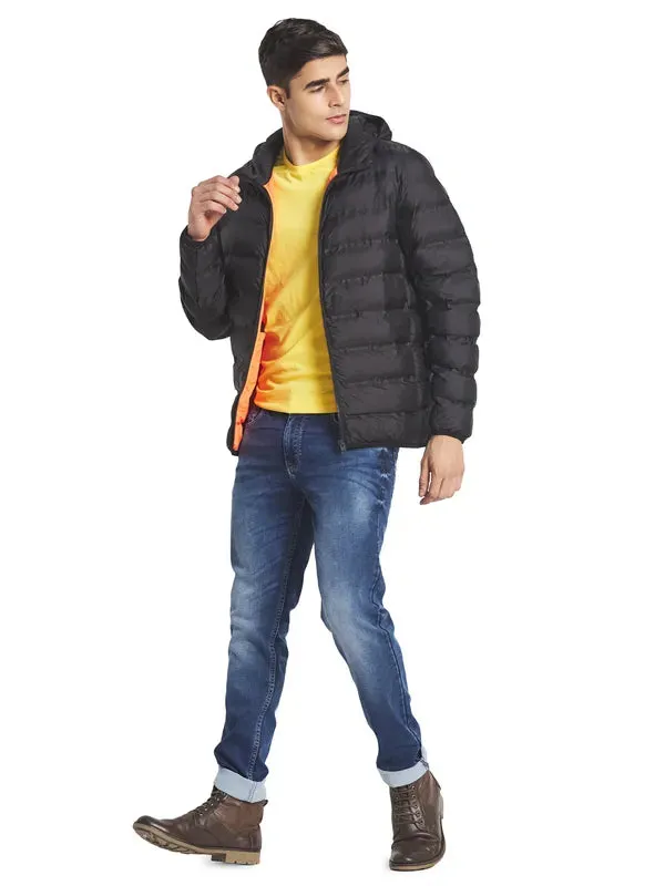 Mettle Men Black Solid Puffer Jacket