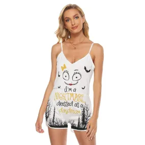 Nightmare Bat V-neck Cami Romper