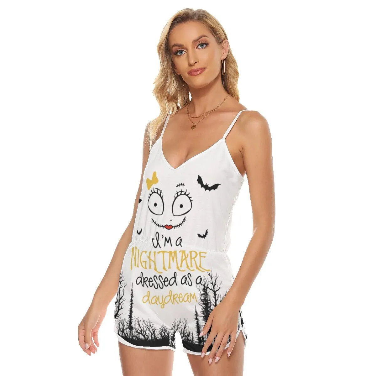 Nightmare Bat V-neck Cami Romper