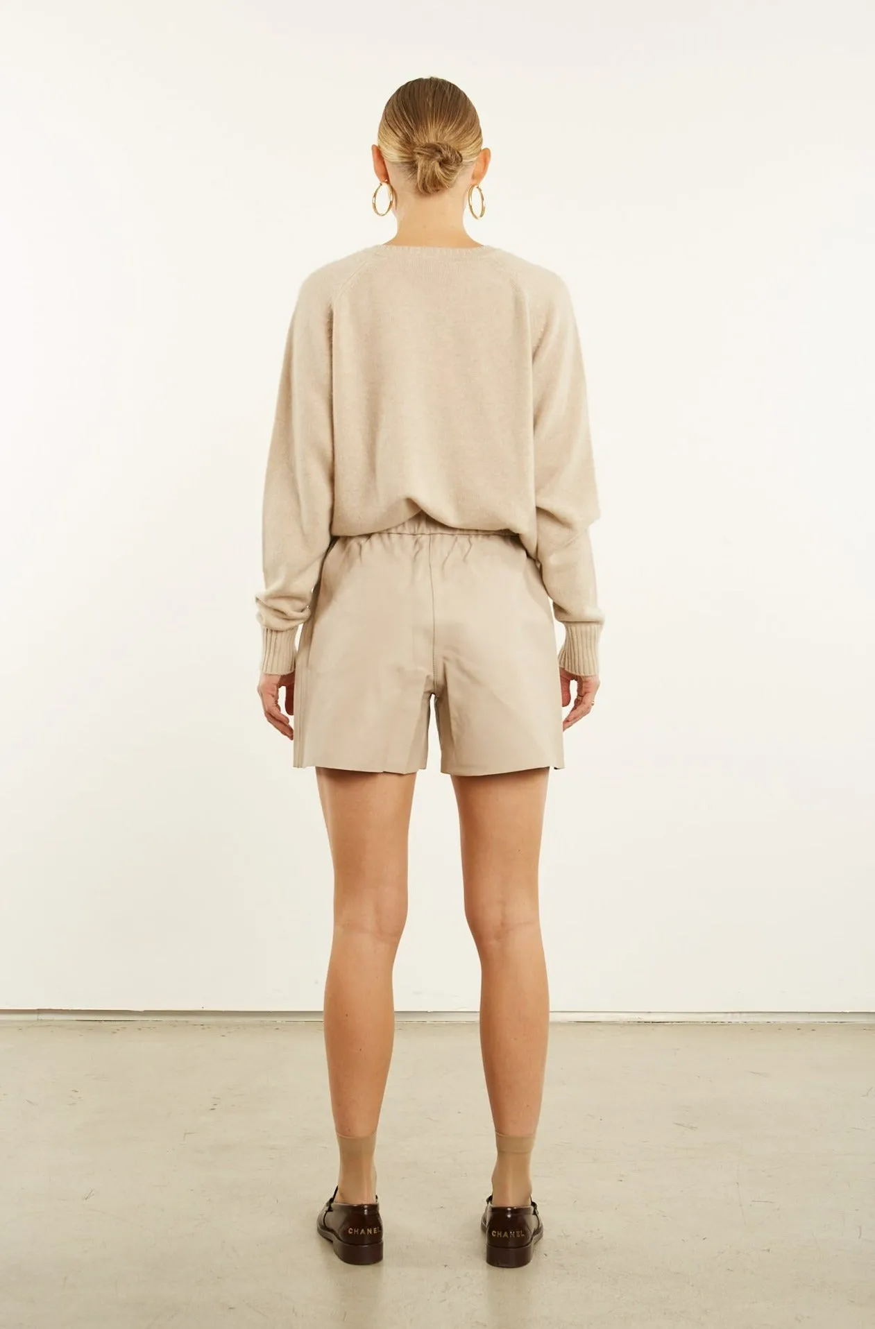 Off White Leather Culotte Shorts