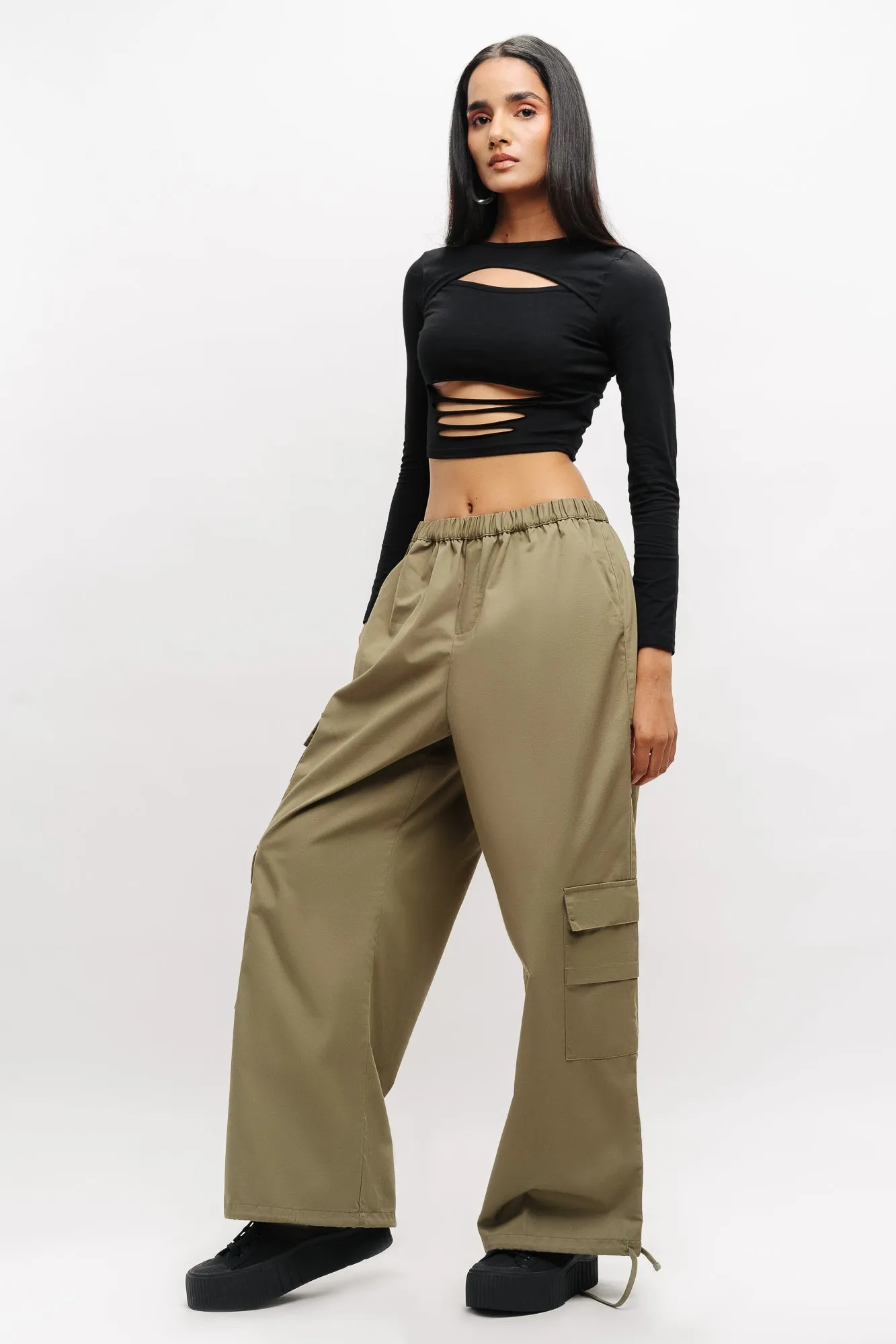 Olive Baggy Pants