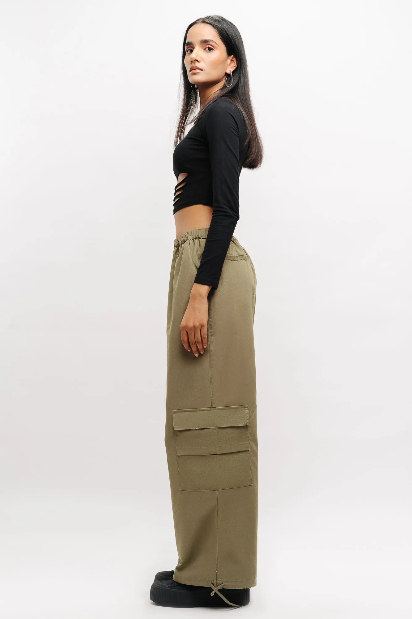 Olive Baggy Pants