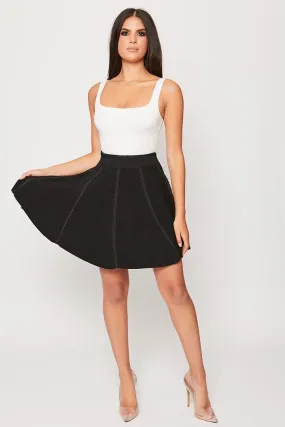 Penny - Black High Waisted Elasticated Skirt