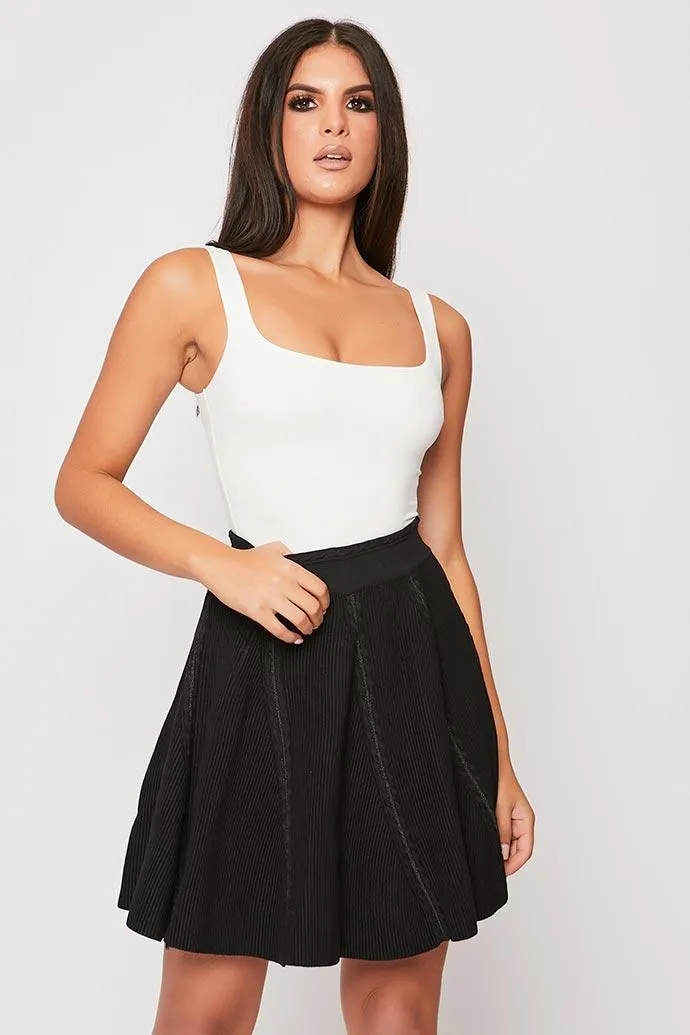 Penny - Black High Waisted Elasticated Skirt