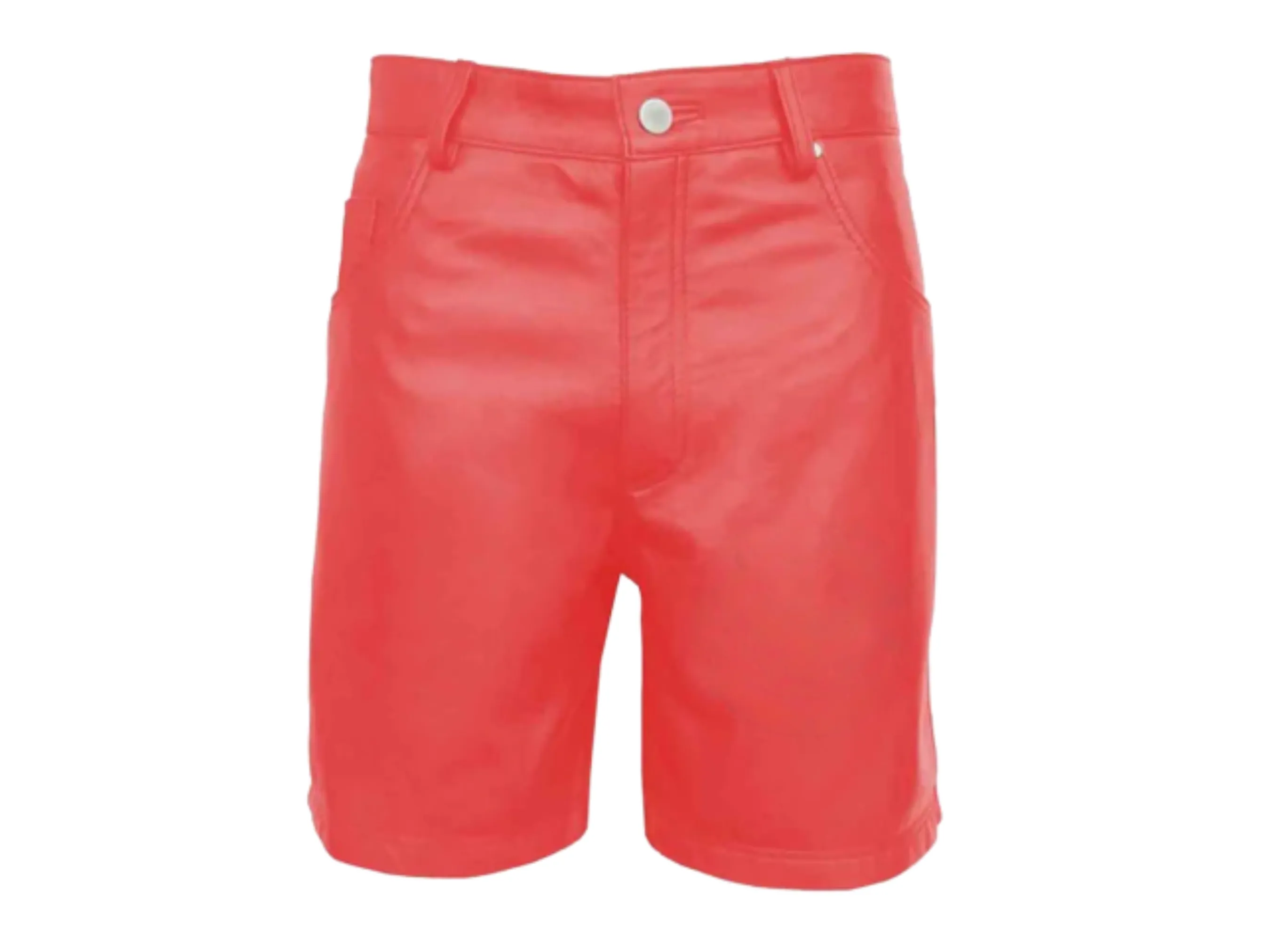 Real Red Leather Bermuda Shorts for Womens - Leather Shorts for Ladies