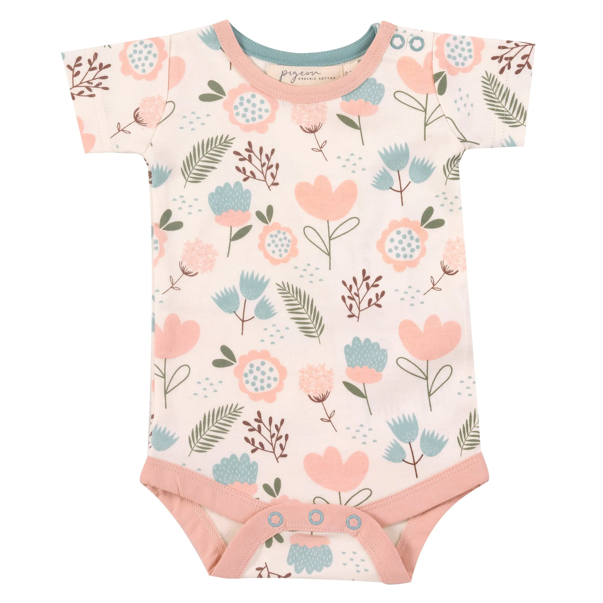 Short sleeve bodysuit- pink flowers