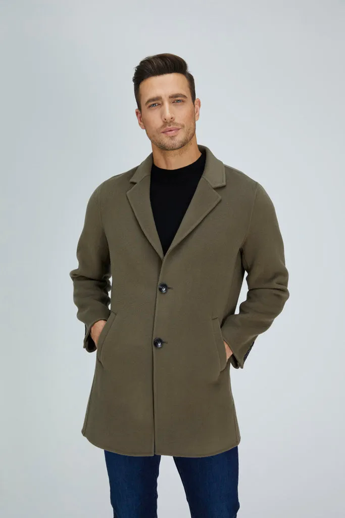 Slick Single-Breasted Wool Blend Coat